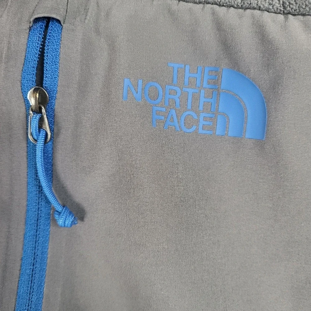 North Face Jacket Mens Medium Gray Fleece Full‎ Zip Outdoor Blue Zipper Pockets